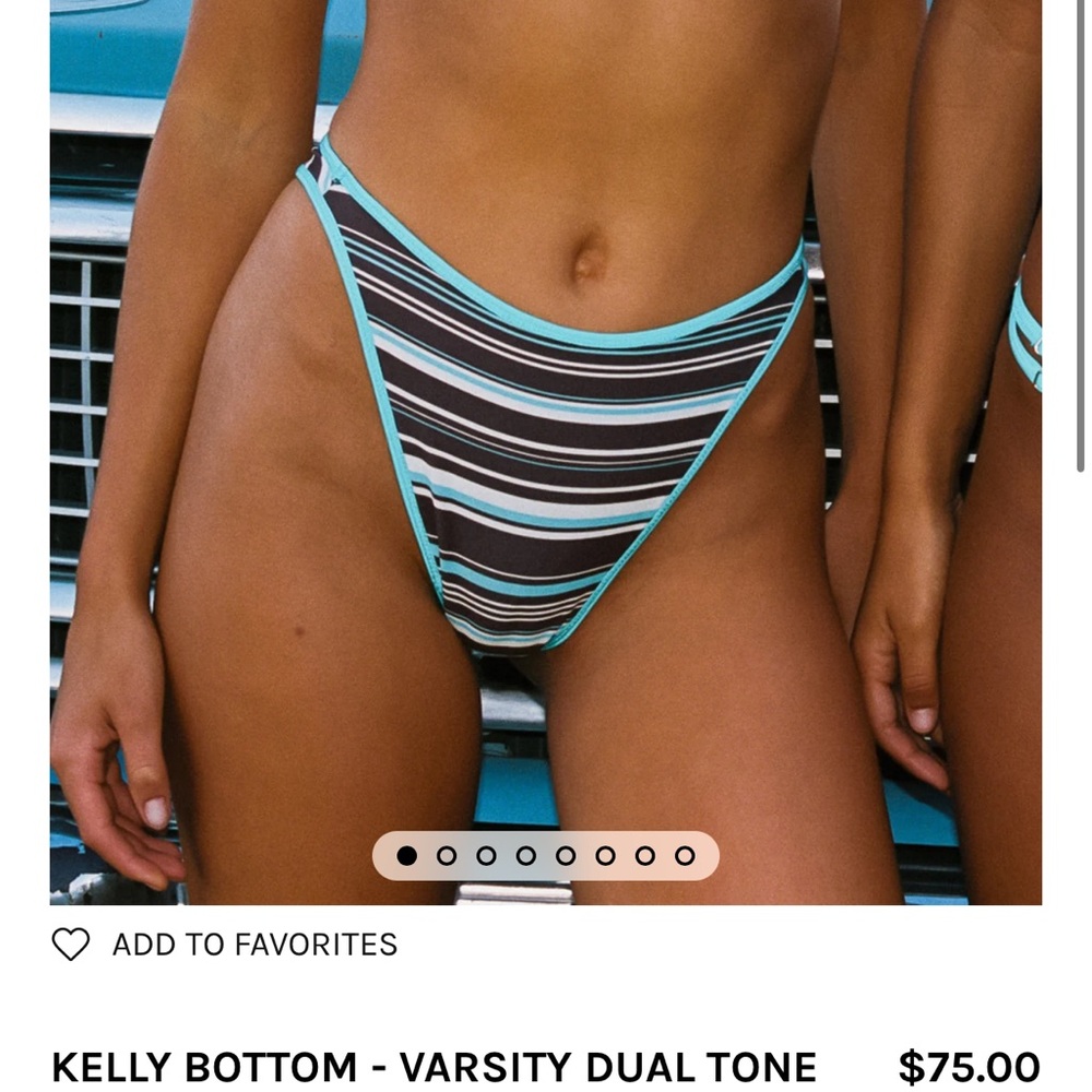 Skatie Striped Bikini Bottom in Turquoise and Black